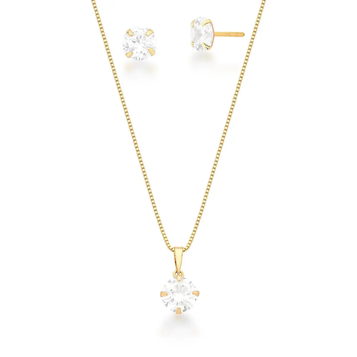 Conjunto Brinco e Colar com Ponto de Luz