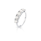 Anel de Prata 925 com Pedras Redondas Moissanite 5mm