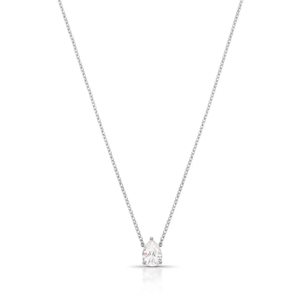 Colar de Prata 925 com Pedra Moissanite de Gota 5x7mm