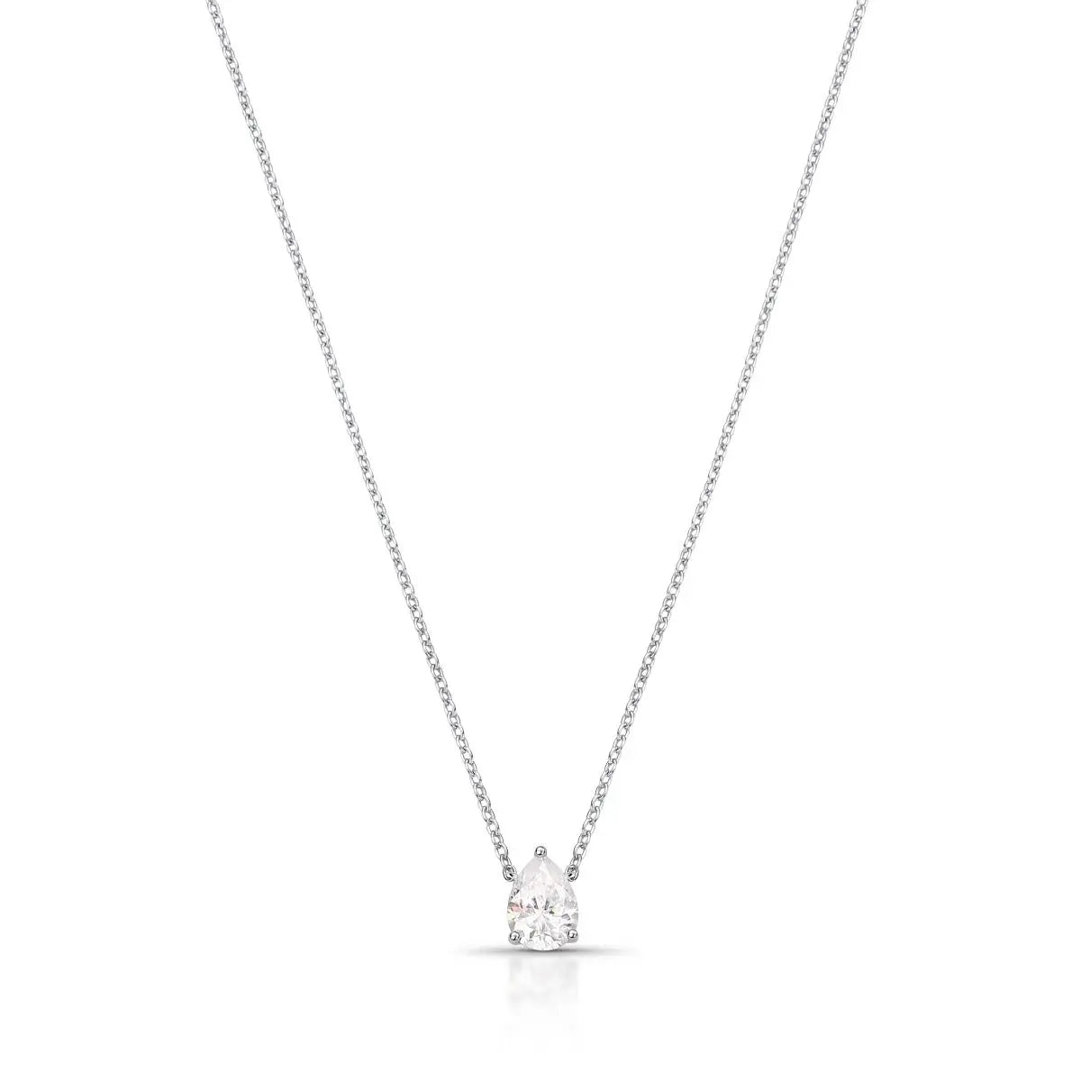 Colar de Prata 925 com Pedra Moissanite de Gota 5x7mm
