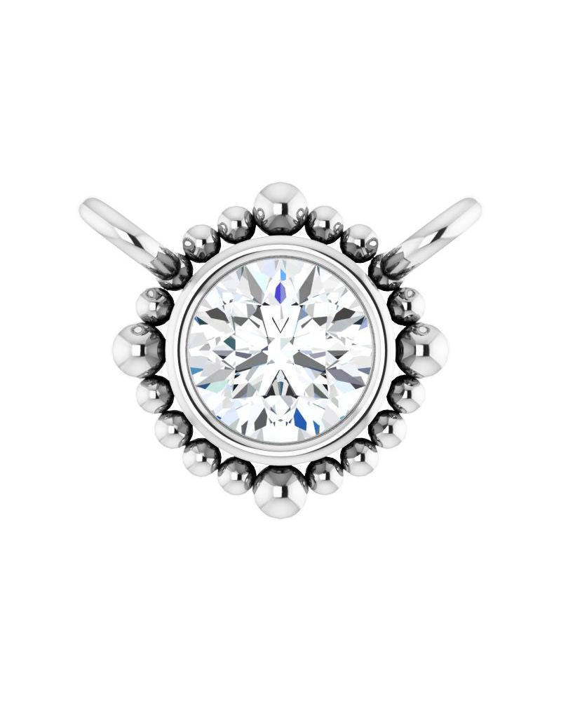 Colar Bolinhas com Cravação Bezel em Ouro 14k com Diamantes de Laboratório