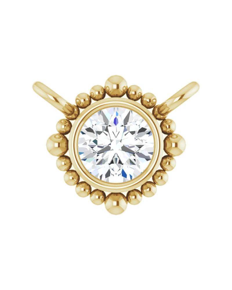Colar Bolinhas com Cravação Bezel em Ouro 14k com Diamantes de Laboratório