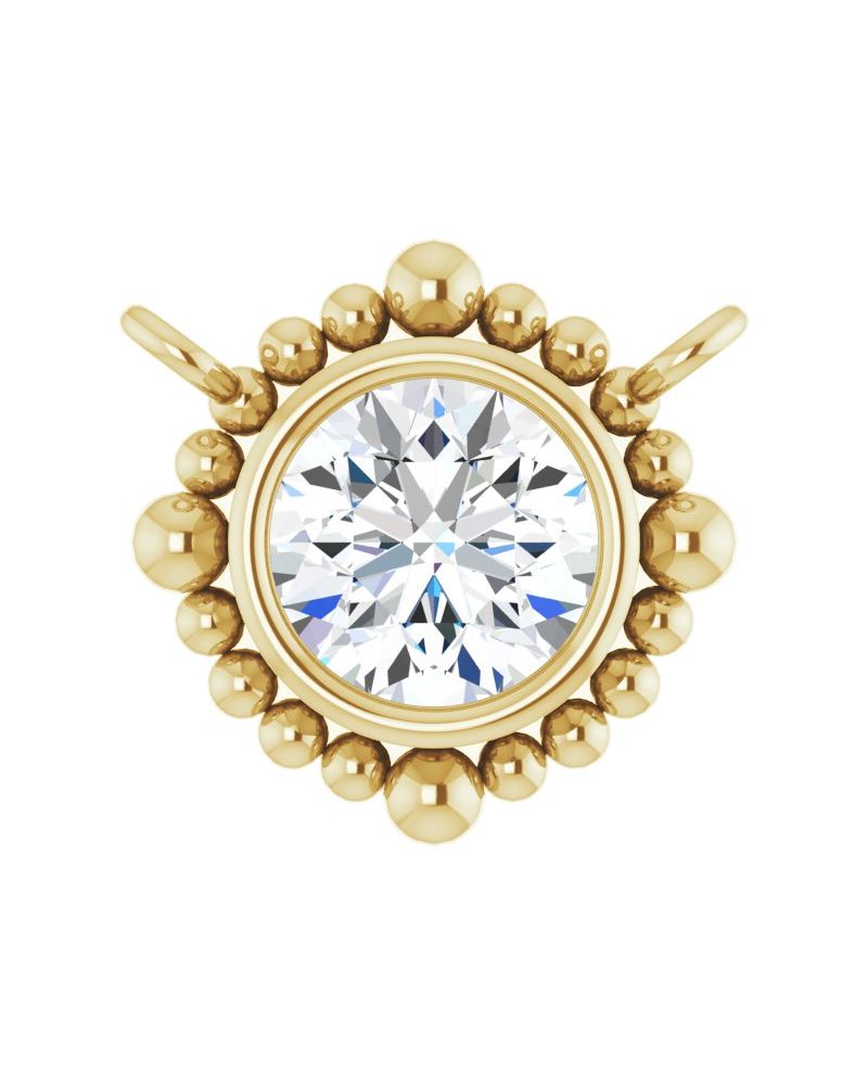 Colar Bolinhas com Cravação Bezel em Ouro 14k com Diamantes de Laboratório