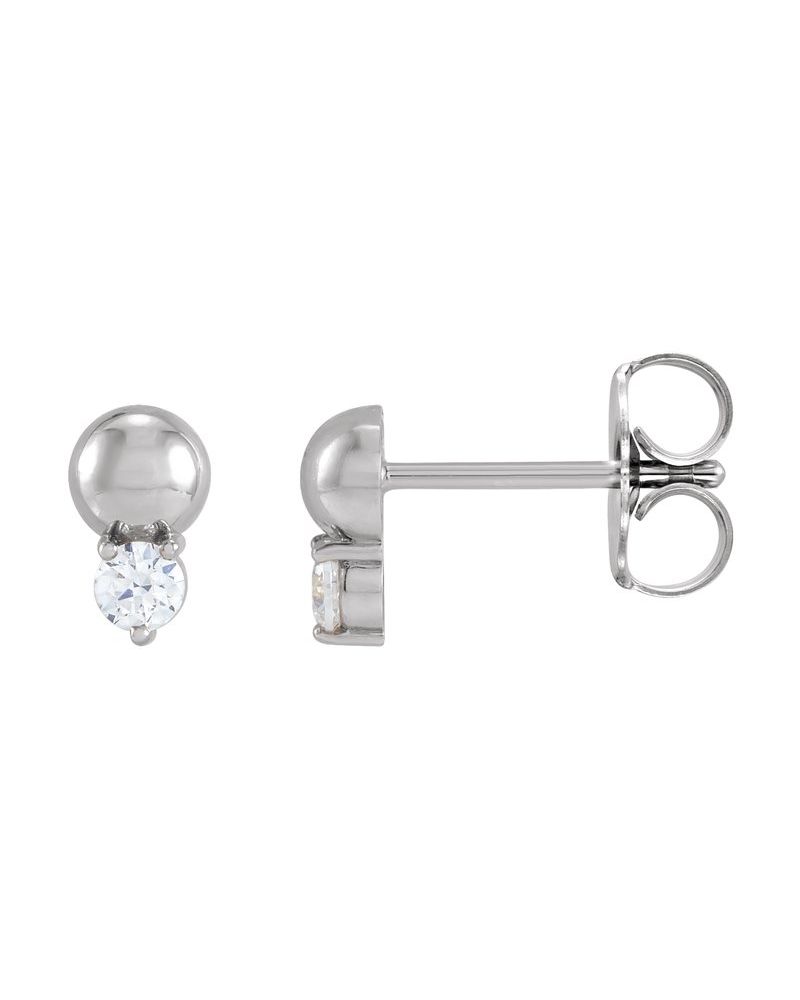 Brinco Bolinha Cravejado em Ouro 14k com Diamantes Naturais