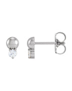 Brinco Bolinha Cravejado em Ouro 14k com Diamantes Naturais