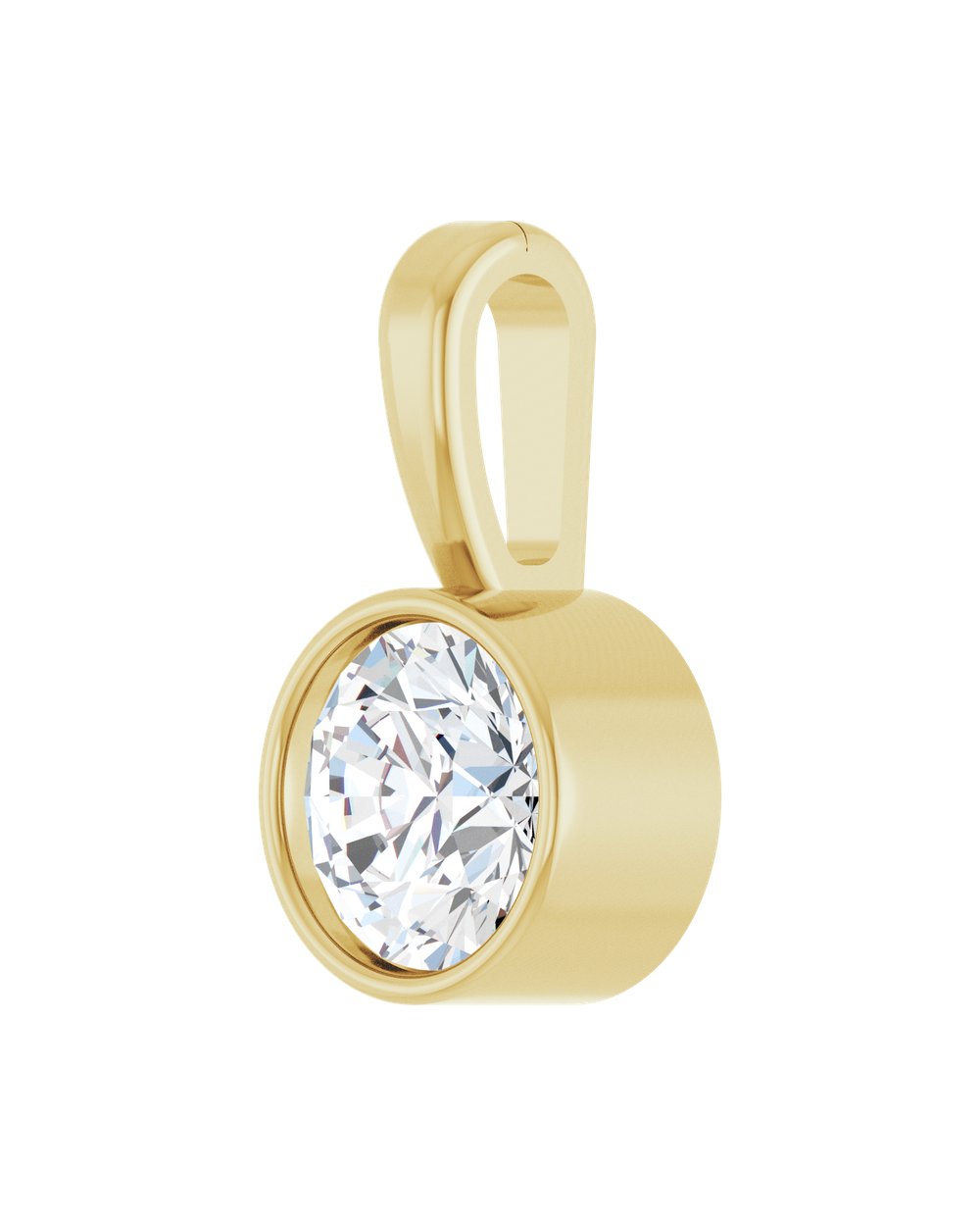 Pingente Ponto de Luz em Ouro 14k com Diamante de Laboratório – Aro Liso