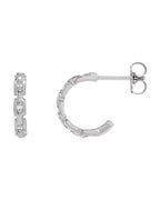 Brinco Huggie Elos de Corrente Cravejado em Ouro 14k com Diamantes Naturais