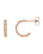 Brinco Huggie Elos de Corrente Cravejado em Ouro 14k com Diamantes Naturais
