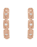 Brinco Huggie Elos de Corrente Cravejado em Ouro 14k com Diamantes Naturais