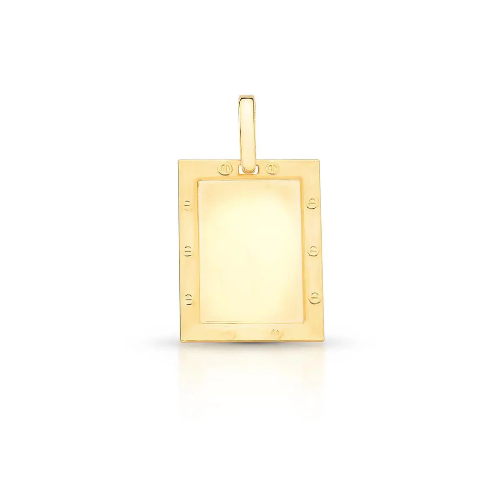 Pingente de Prata 925 Banhada a Ouro Liso Retangular Trabalhado
