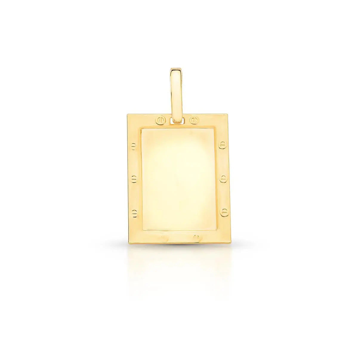 Pingente de Prata 925 Banhada a Ouro Liso Retangular Trabalhado