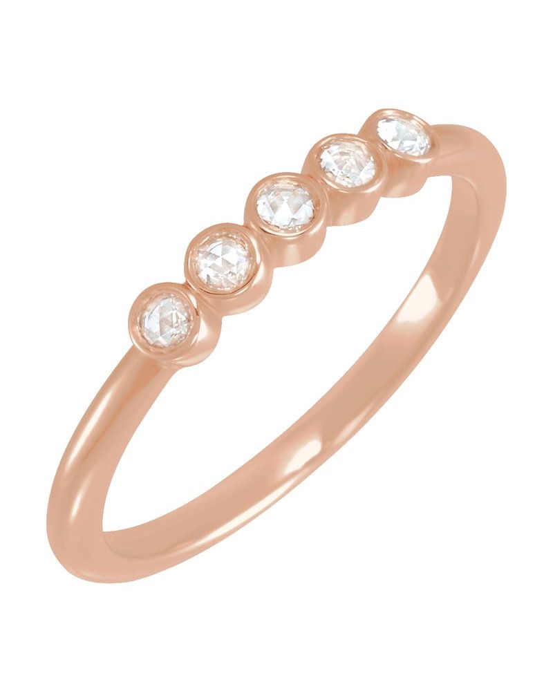 Anel Lapidação Rosa Empilhável em Ouro 14k com Diamantes Naturais – Modelo 5