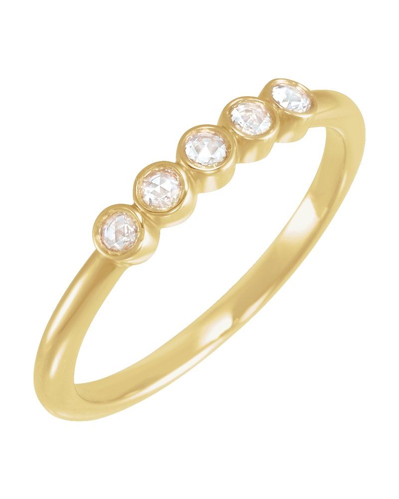 Anel Lapidação Rosa Empilhável em Ouro 14k com Diamantes Naturais – Modelo 5