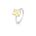 Anel de Prata 925 com Cristal Retangular e Zircônias