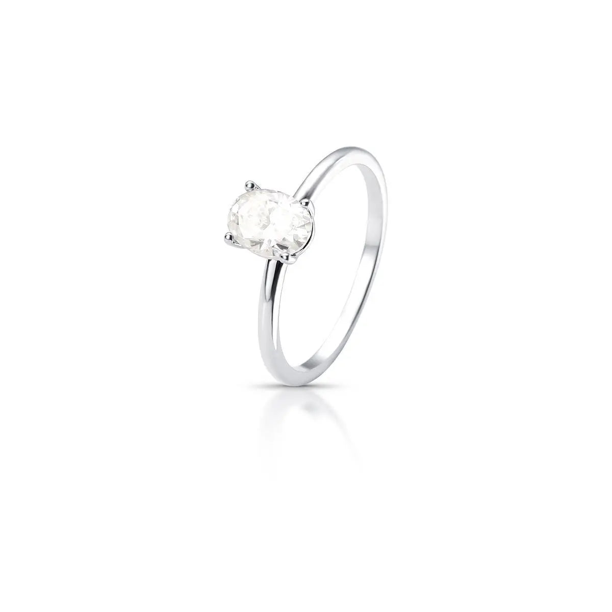 Anel de Prata 925 com Pedra Oval Moissanite 7.5mm