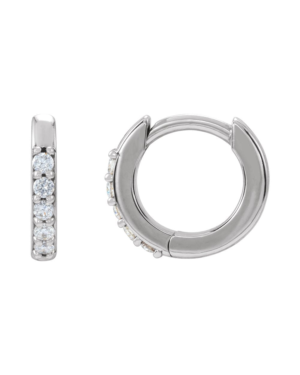Brinco Huggie em Ouro 14k com Diamantes Naturais – Branco 14k, 0,04 ct