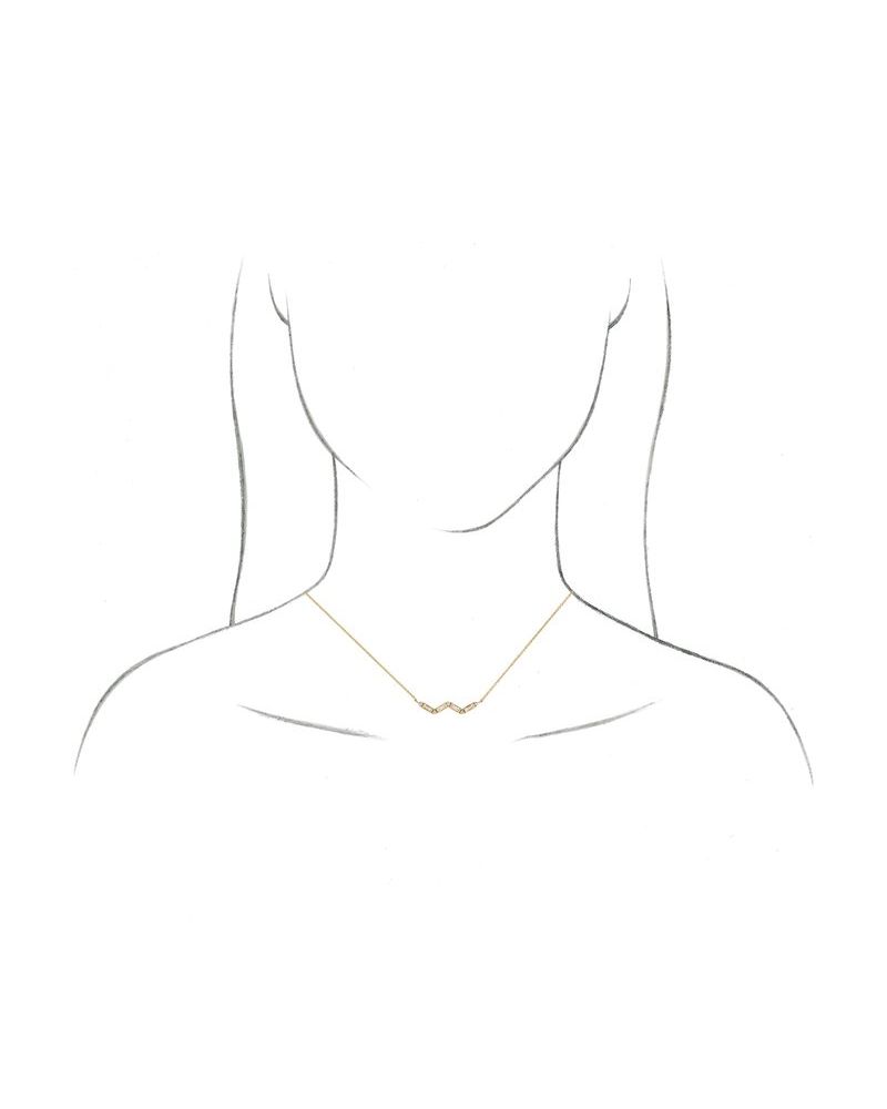 Colar Baguete Barra Cravejado em Ouro 14k com Diamantes Naturais