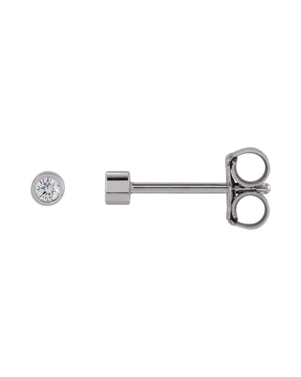 Brinco Ponto de Luz em Ouro 14k com Diamantes Naturais – Mini Aro Liso – Branco 14k, 0,04 ct