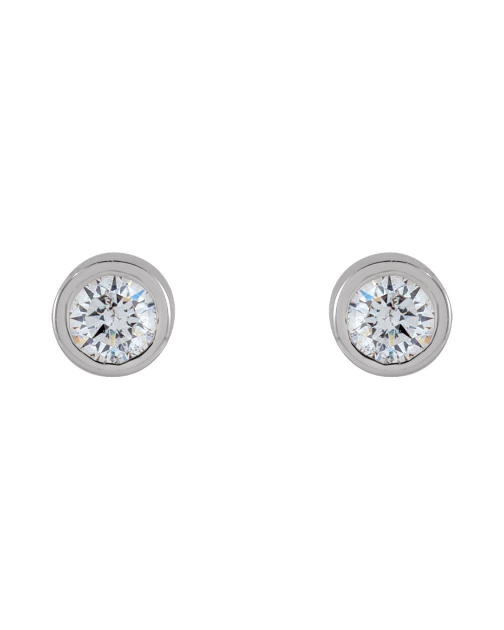 Brinco Ponto de Luz em Ouro 14k com Diamantes Naturais – Mini Aro Liso – Branco 14k, 0,04 ct