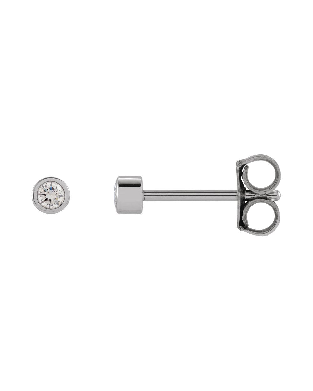 Brinco Ponto de Luz em Ouro 14k com Diamantes Naturais – Mini Aro Liso – Branco 14k, 0,05 ct