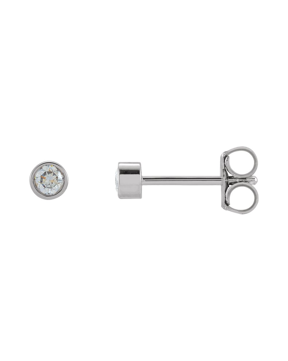 Brinco Ponto de Luz em Ouro 14k com Diamantes Naturais – Mini Aro Liso – Branco 14k, 0,12 ct