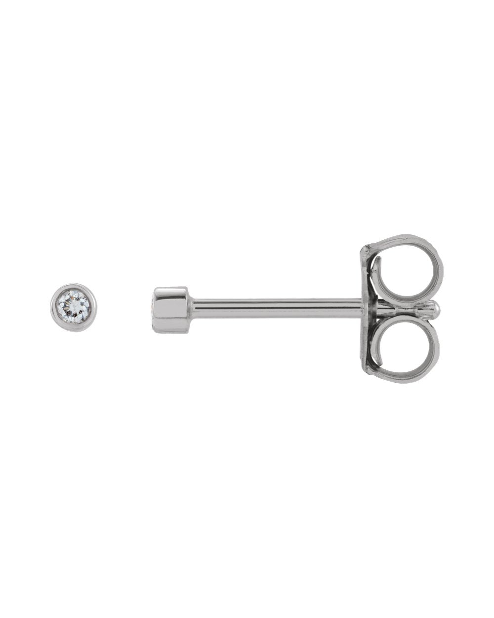 Brinco Ponto de Luz em Ouro 14k com Diamantes Naturais – Mini Aro Liso – Branco 14k, 0,03 ct