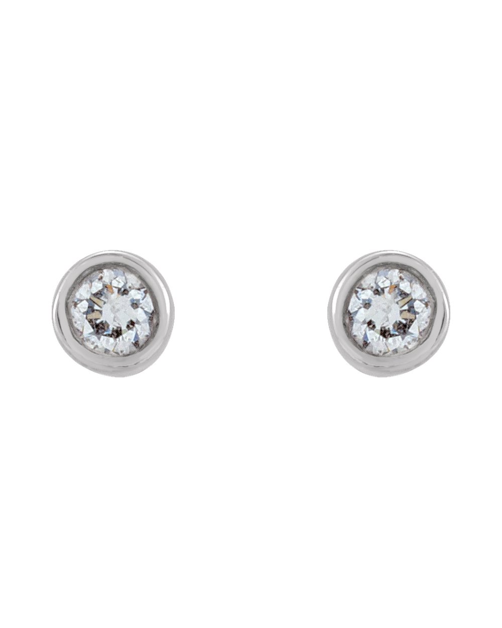 Brinco Ponto de Luz em Ouro 14k com Diamantes Naturais – Mini Aro Liso – Branco 14k, 0,03 ct