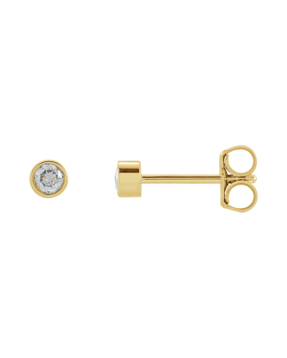 Brinco Ponto de Luz em Ouro 14k com Diamantes Naturais – Mini Aro Liso – Amarelo 14k, 0,20 ct