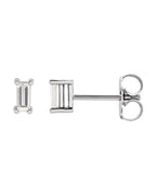 Brinco Ponto de Luz Baguete Quatro Garras em Ouro 14k com Diamantes de Laboratório