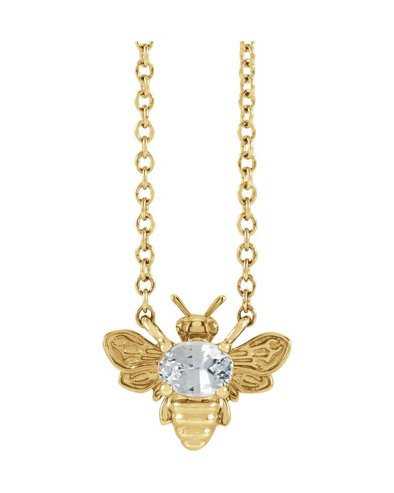 Colar Abelha em Ouro 14k com Diamantes de Laboratório