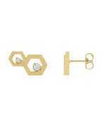 Brinco Favo de Mel em Ouro 14k com Diamantes Naturais