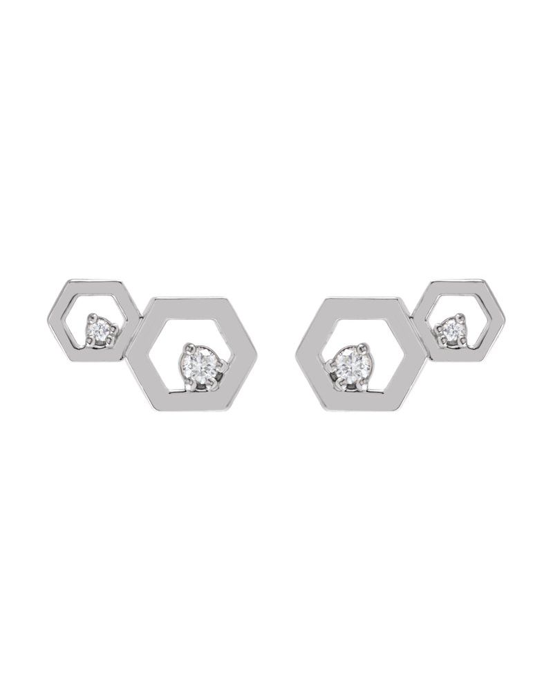 Brinco Favo de Mel em Ouro 14k com Diamantes Naturais