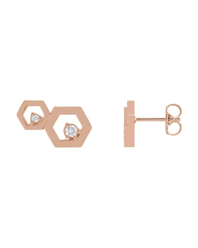 Brinco Favo de Mel em Ouro 14k com Diamantes Naturais