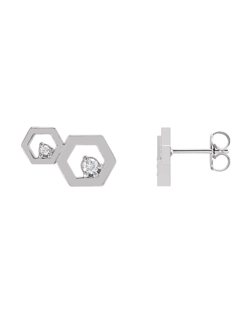 Brinco Favo de Mel em Ouro 14k com Diamantes Naturais