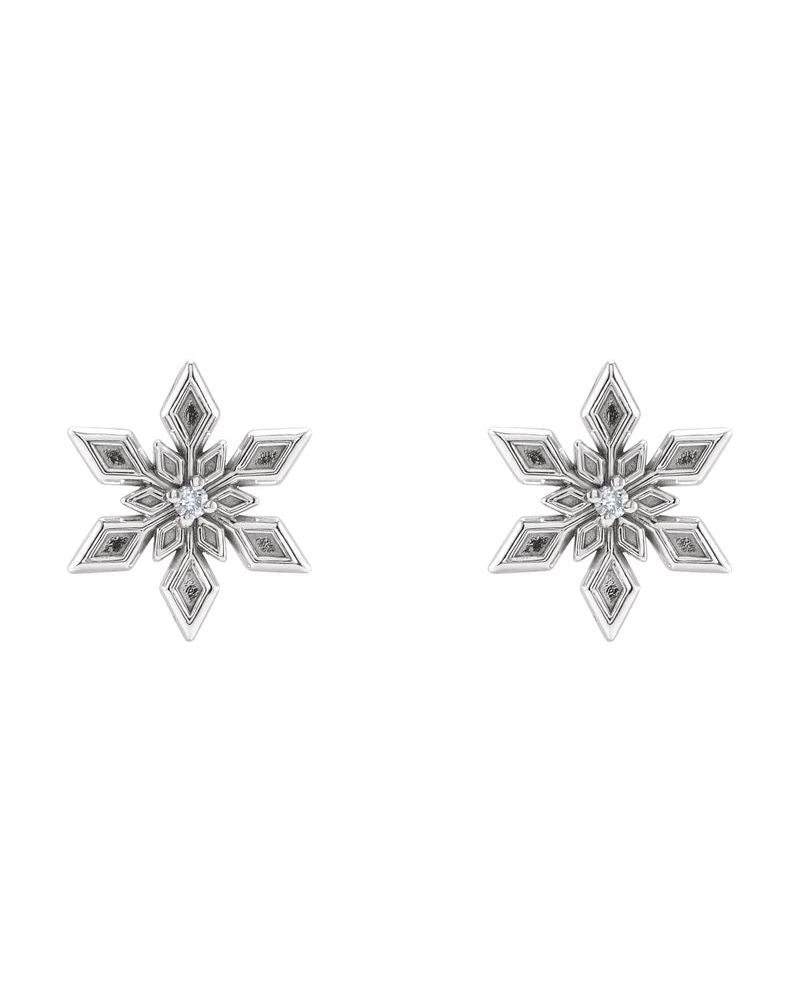 Brinco Floco de Neve em Ouro 14k com Diamantes Naturais