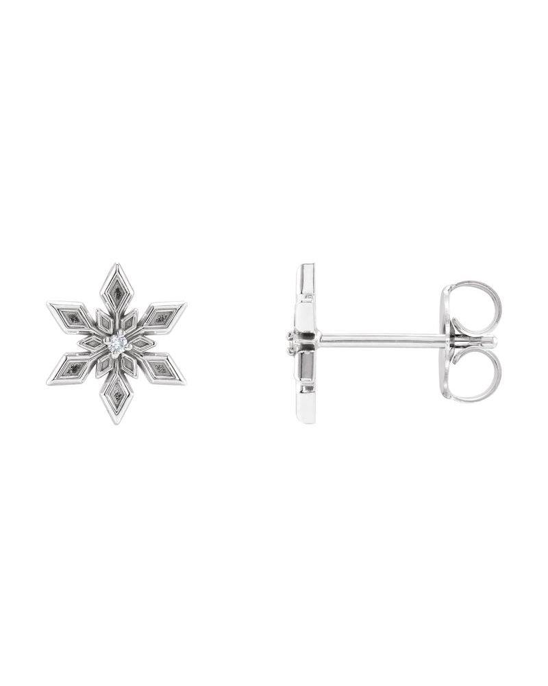 Brinco Floco de Neve em Ouro 14k com Diamantes Naturais