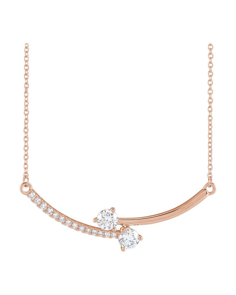 Colar Duas Pedras em Ouro 14k com Diamantes de Laboratório – Modelo 2