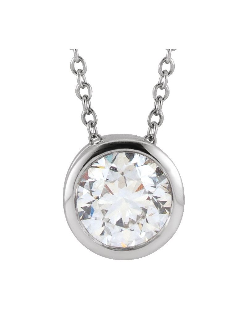 Colar Solitário com Cravação Bezel em Ouro 14k com Diamantes de Laboratório – Modelo 3