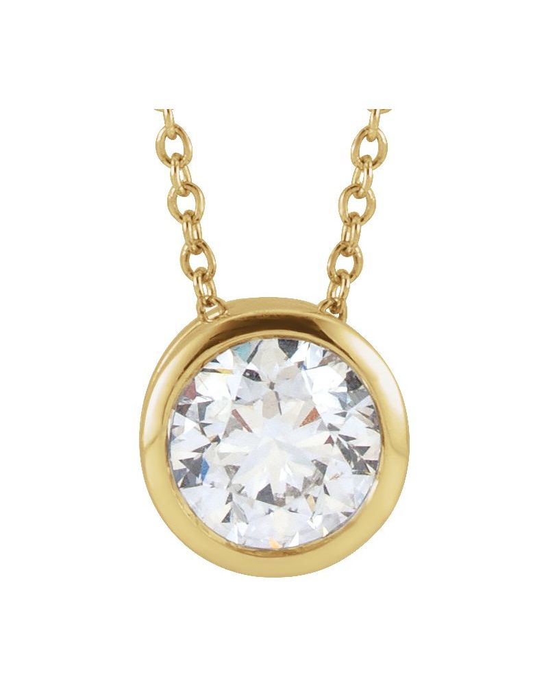 Colar Solitário com Cravação Bezel em Ouro 14k com Diamantes de Laboratório – Modelo 3
