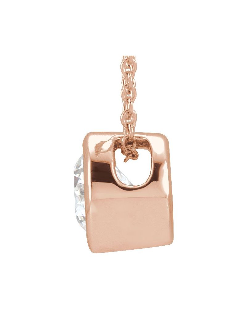 Colar Solitário com Cravação Bezel em Ouro 14k com Diamantes de Laboratório – Modelo 3