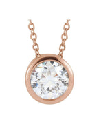 Colar Solitário com Cravação Bezel em Ouro 14k com Diamantes de Laboratório – Modelo 3
