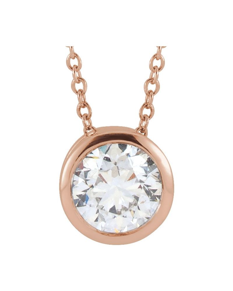Colar Solitário com Cravação Bezel em Ouro 14k com Diamantes de Laboratório – Modelo 3