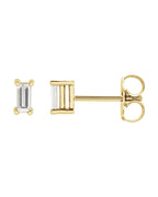 Brinco Ponto de Luz Baguete Quatro Garras em Ouro 14k com Diamantes de Laboratório