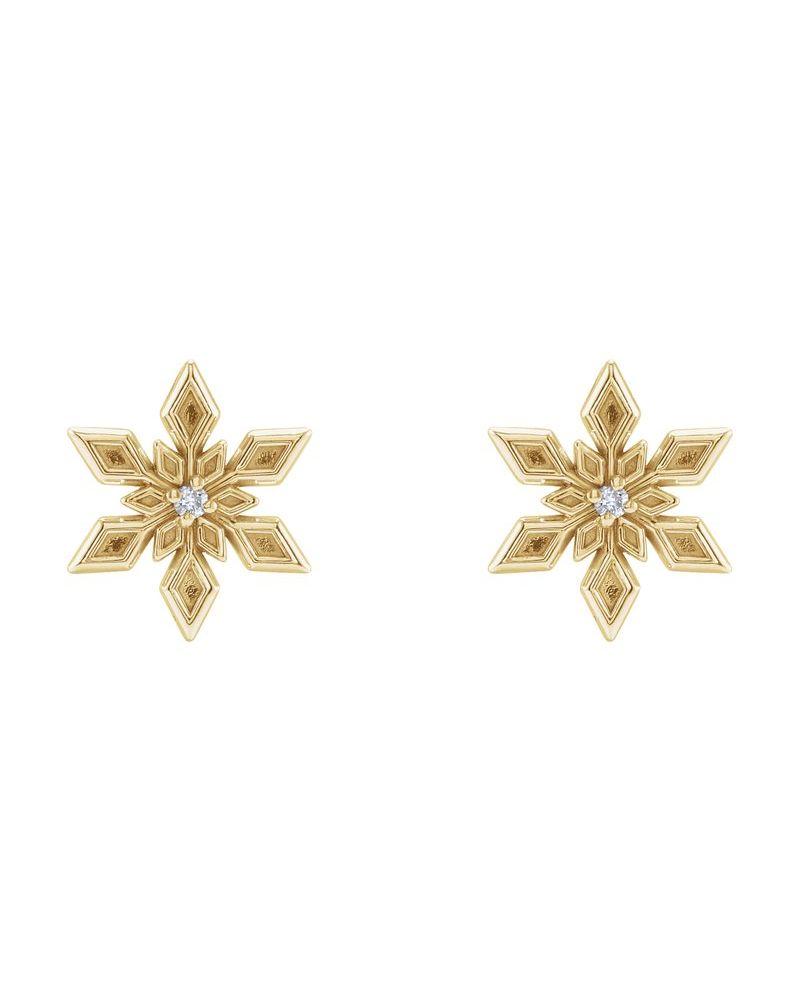 Brinco Floco de Neve em Ouro 14k com Diamantes Naturais