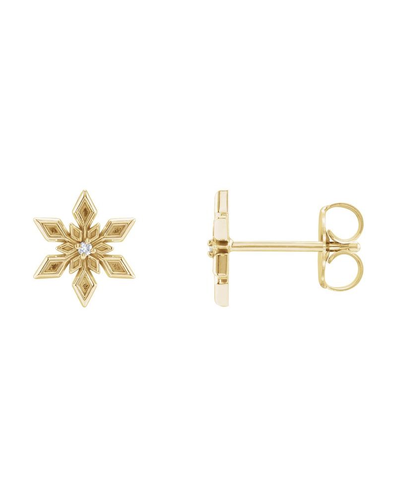 Brinco Floco de Neve em Ouro 14k com Diamantes Naturais