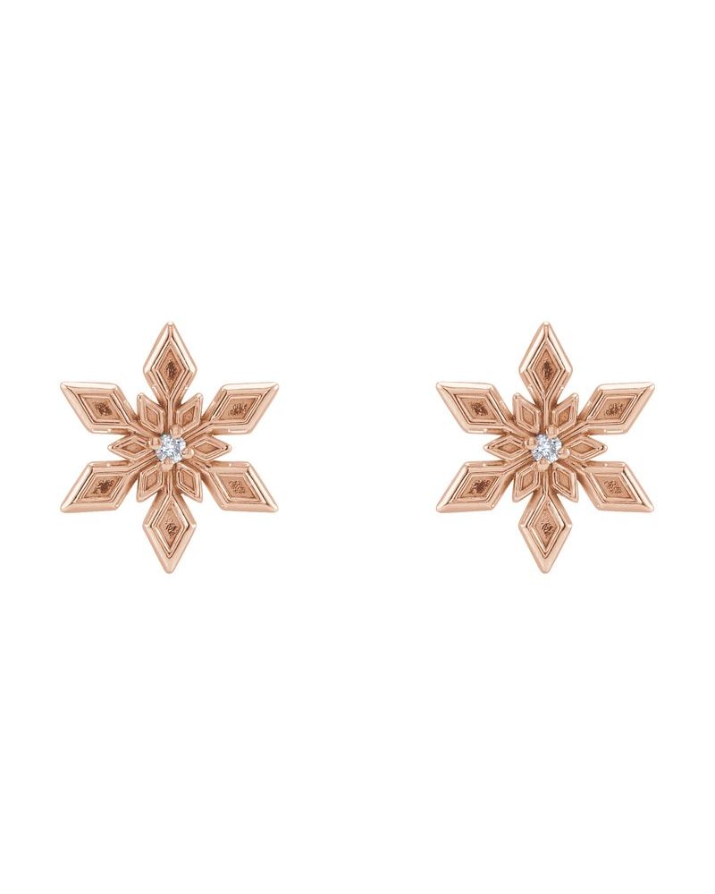 Brinco Floco de Neve em Ouro 14k com Diamantes Naturais