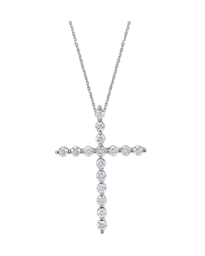 Pingente Cruz em Ouro 14k com Diamantes de Laboratório