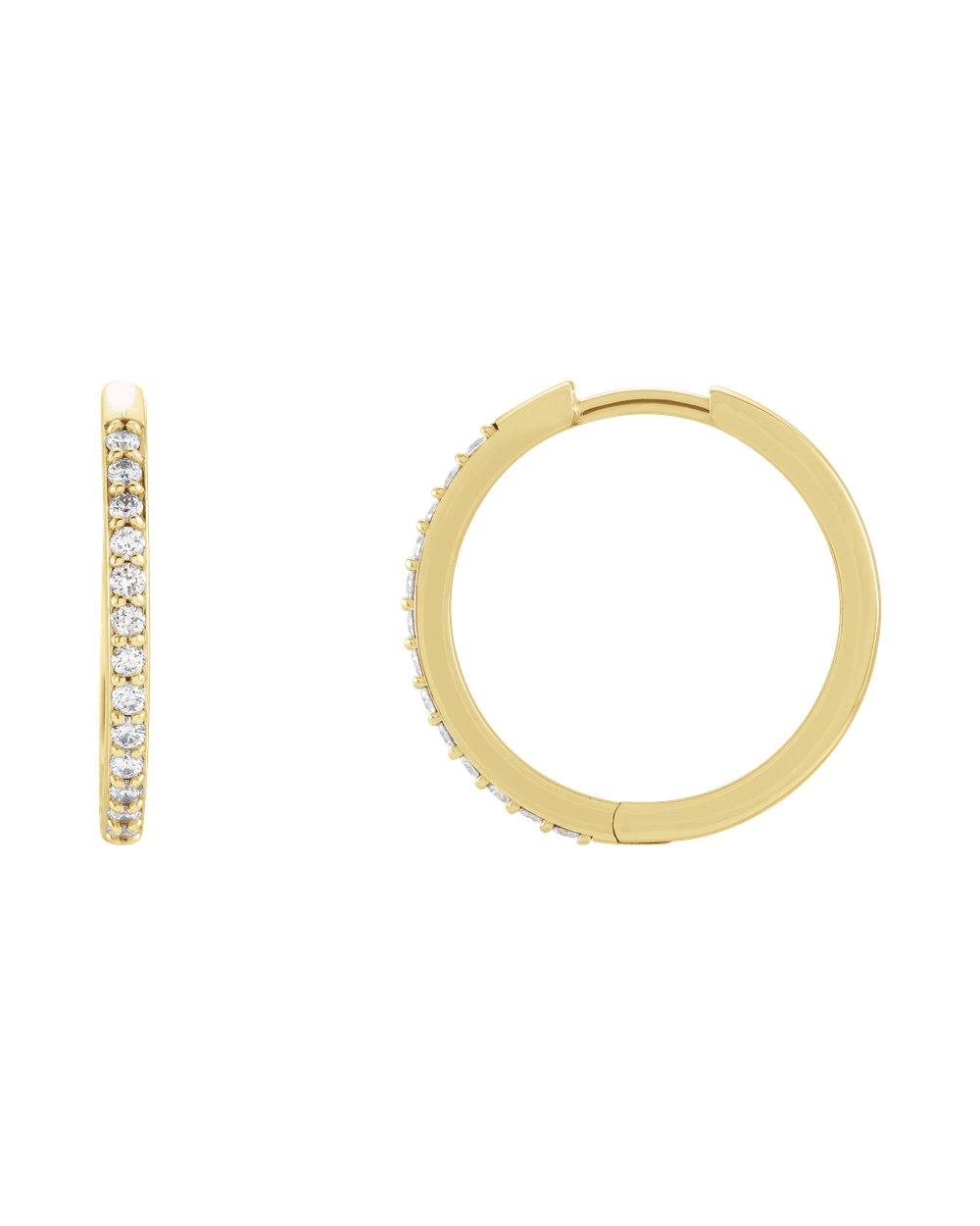 Brinco Huggie em Ouro 14k com Diamantes de Laboratório – 18 mm