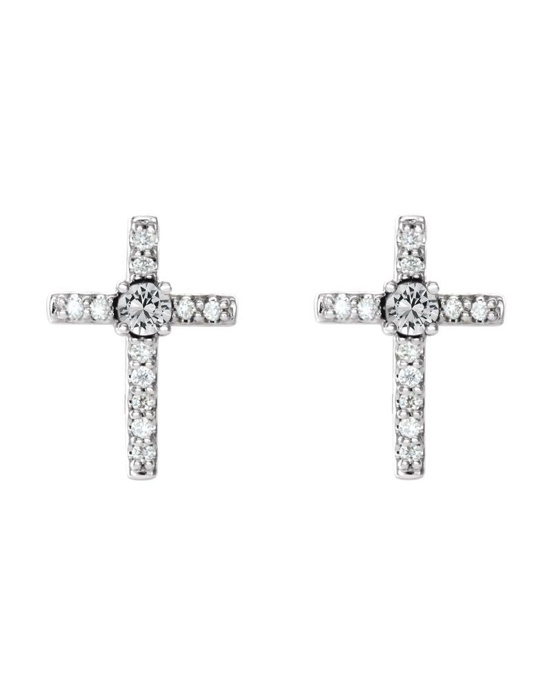 Brinco Cruz Cravejado em Ouro 14k com Diamantes Naturais