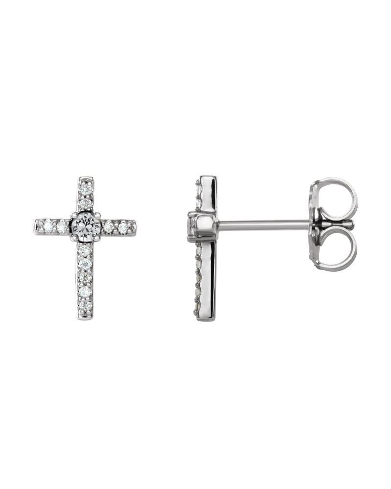 Brinco Cruz Cravejado em Ouro 14k com Diamantes Naturais